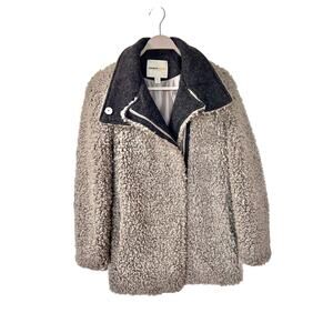 Clements Ribeiro Women's Teddy Knit Wool Jacket Winter Warm‎ Gray Size Small